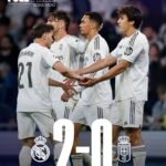 Jugadores del Real Madrid celebrando con el resultado 2-0 contra el Real Oviedo