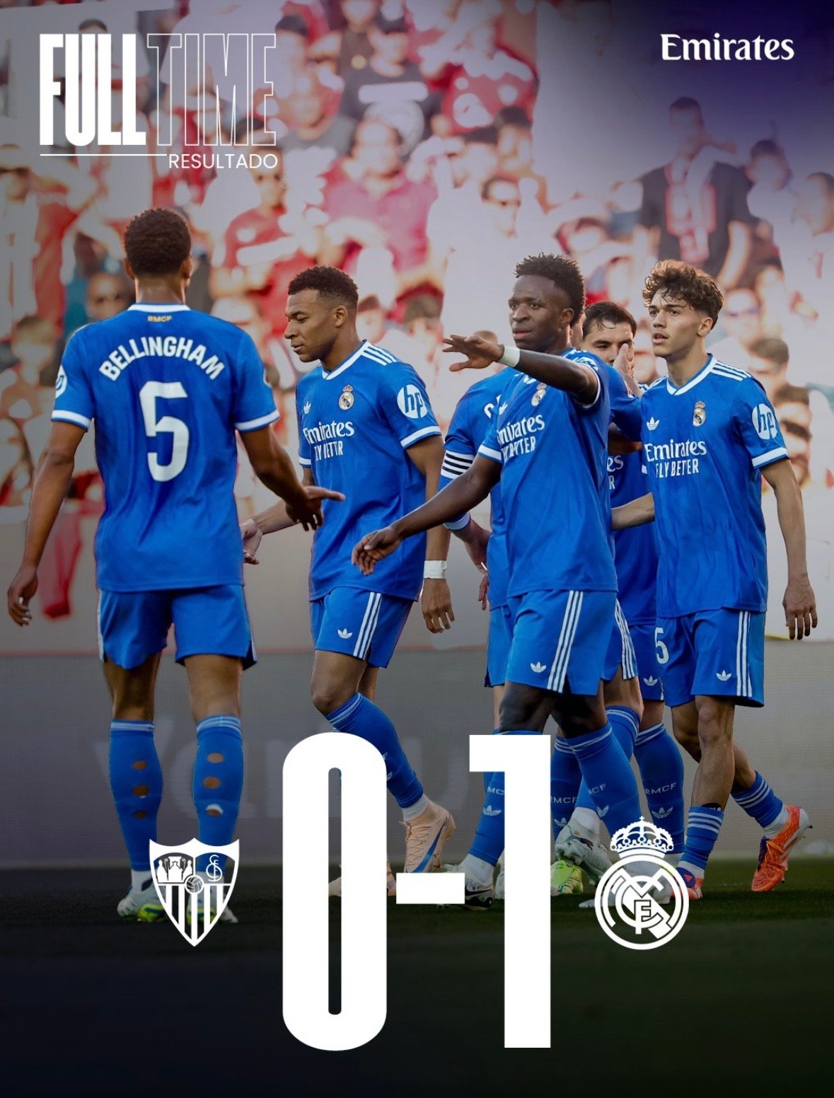 Jugadores del Real Madrid con el resultado 0-1 contra el Sevilla FC