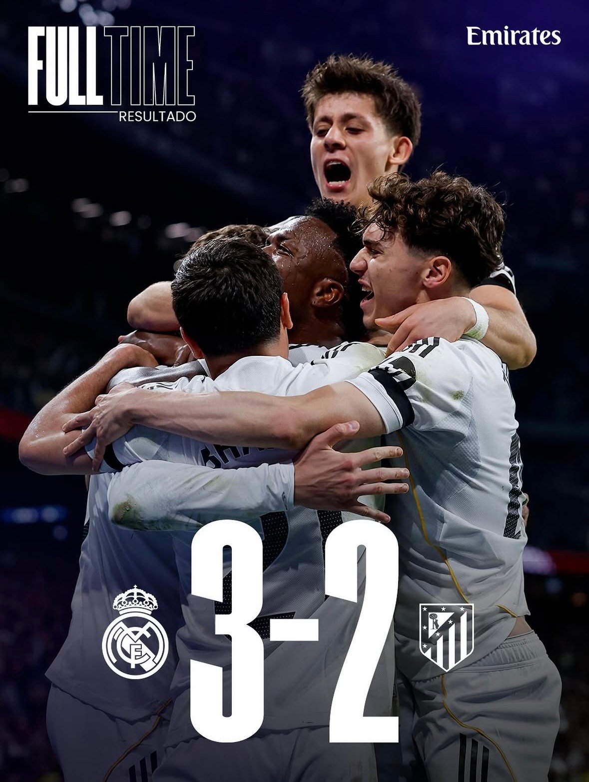 Jugadores del Real Madrid celebrando tras ganar 3-2 al Atlético de Madrid